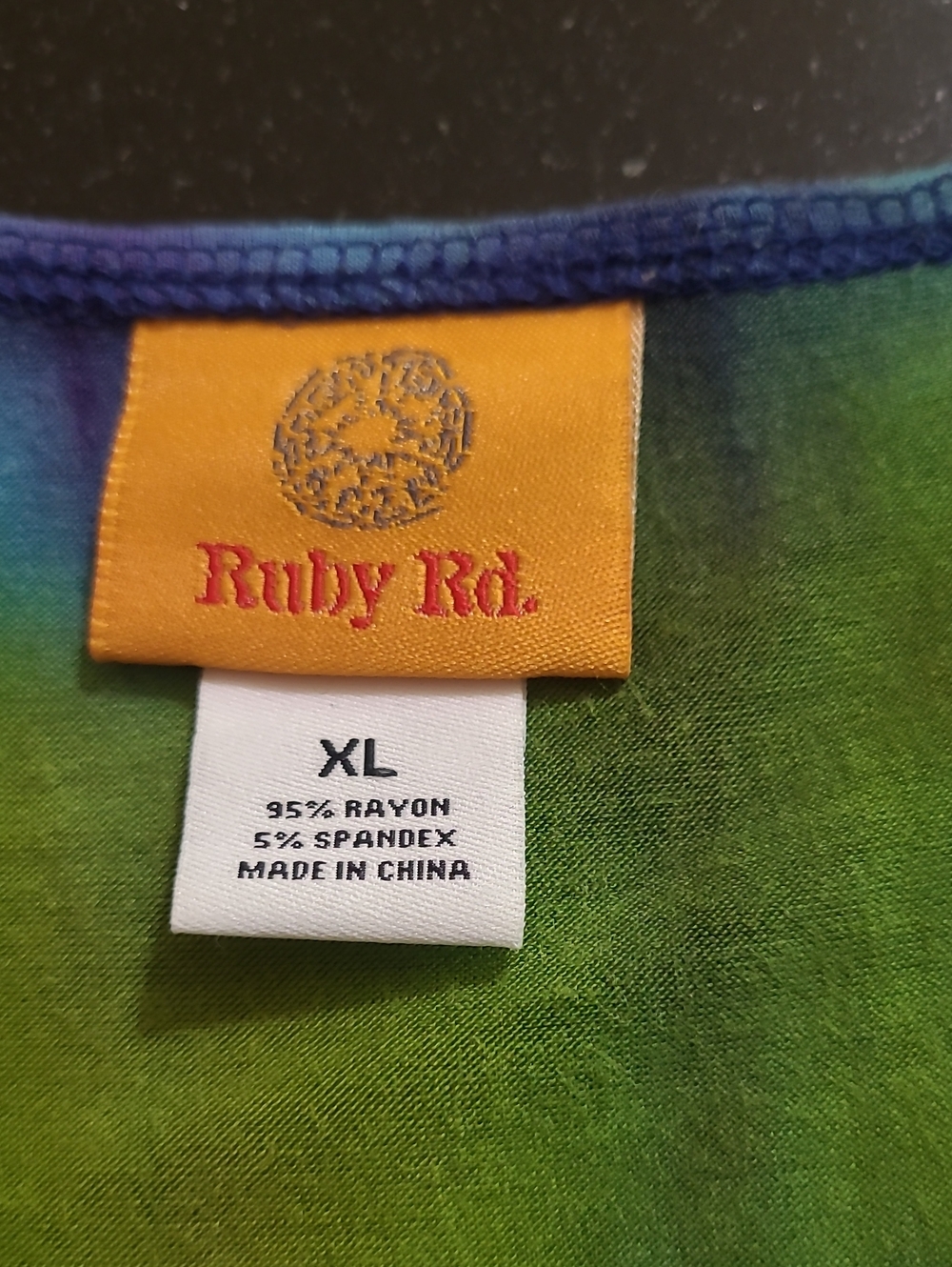 Ruby Rd. Green & Purple V-Neck Embellished Top - Picture 7 of 7